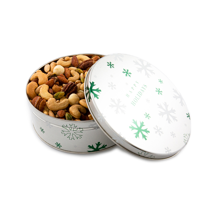 1.5 lb Premium Mixed Nuts Happy Holiday Gift Tin