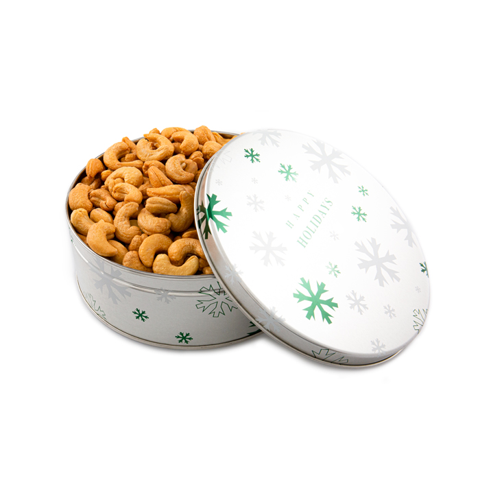 1.5 lb Colossal Cashews Happy Holidays Gift Tin