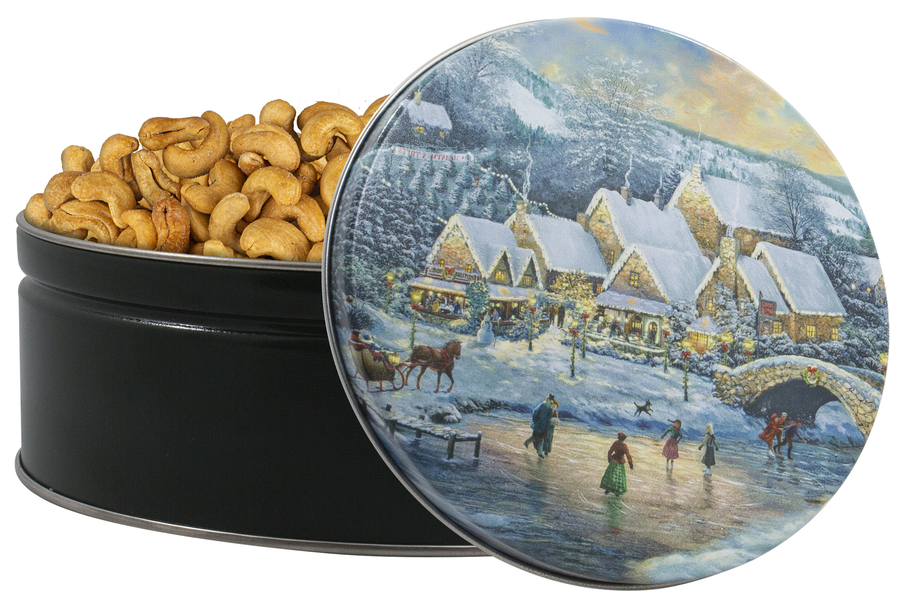 1.5 lbs Colossal Cashews Christmas at Lamplight Tin