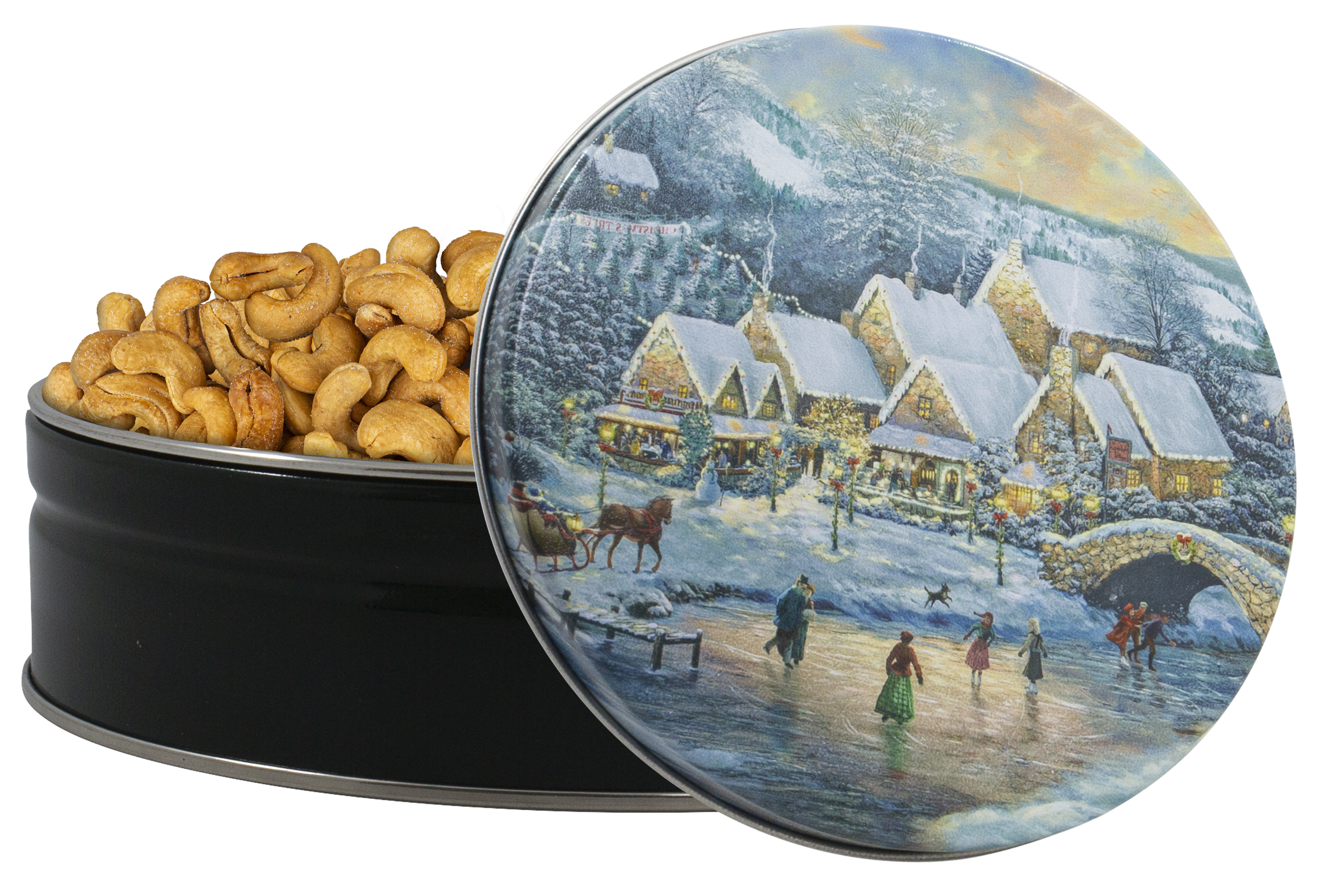 1 lb. Colossal Cashews Christmas at Lamplight Village Tin