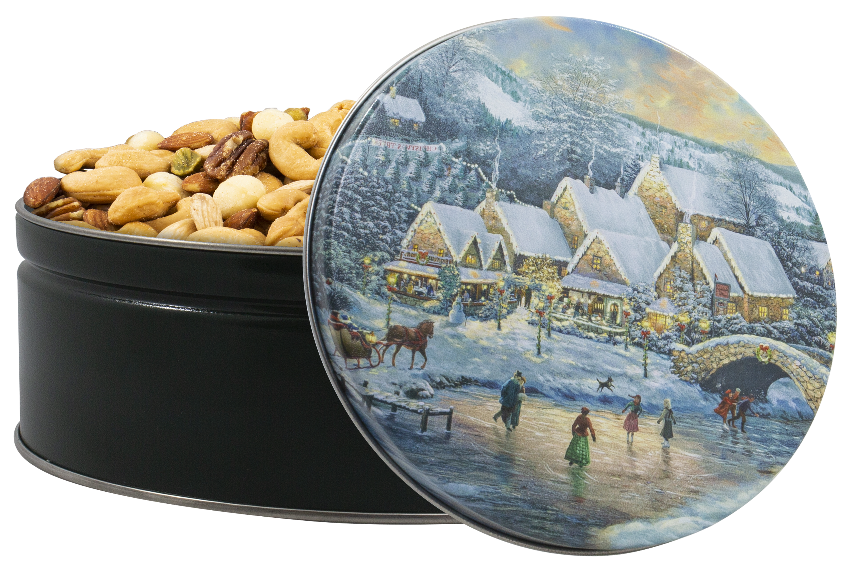 1.5 lb Premium Mixed Nuts Christmas at Lamplight Village Tin