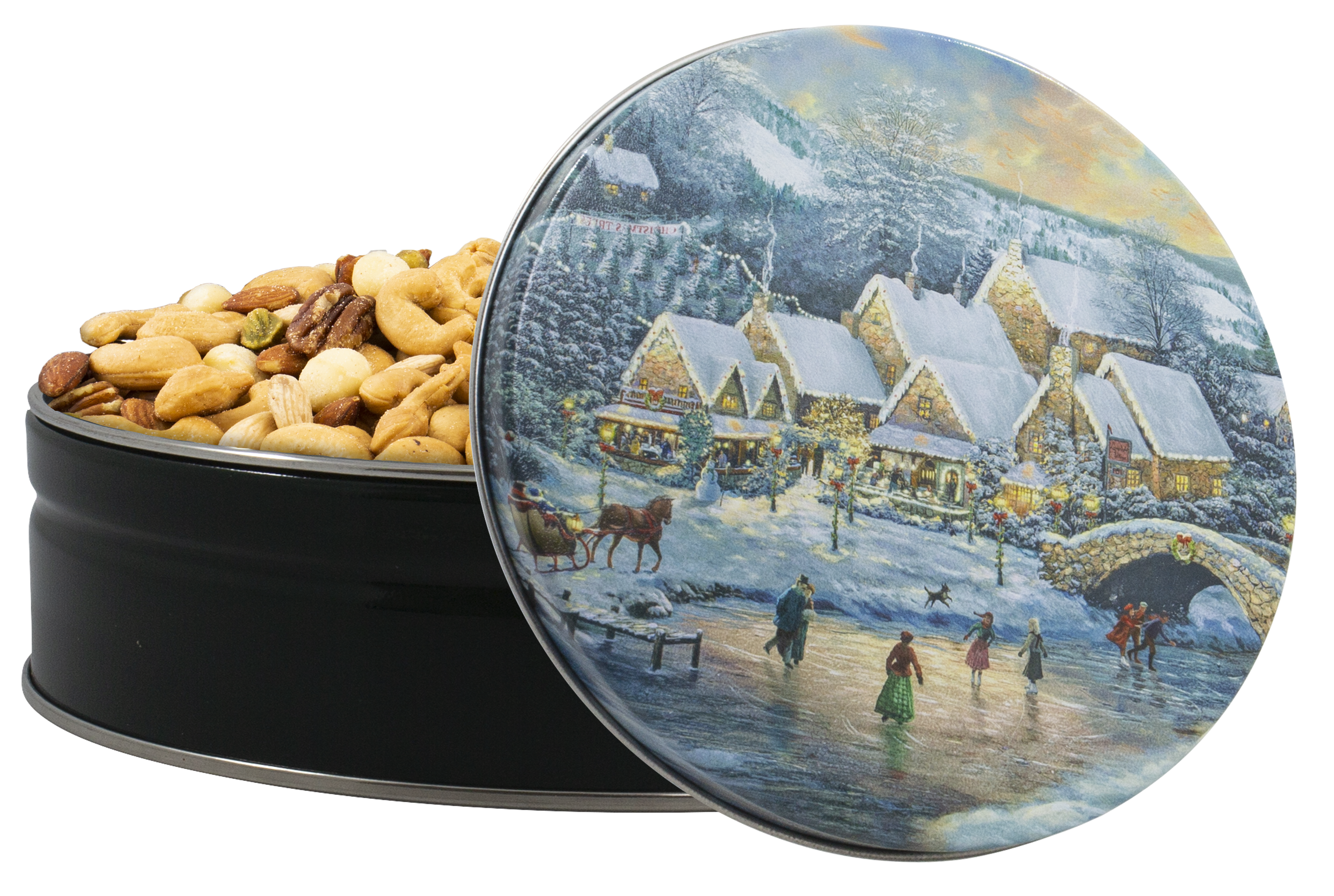 1 lb. Premium Mixed Nuts Christmas at Lamplight Village Tin