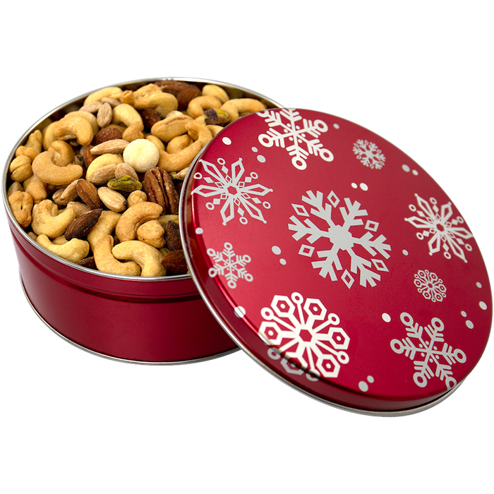 1.5 lb Premium Mixed Nuts Red Snowflake Gift Tin